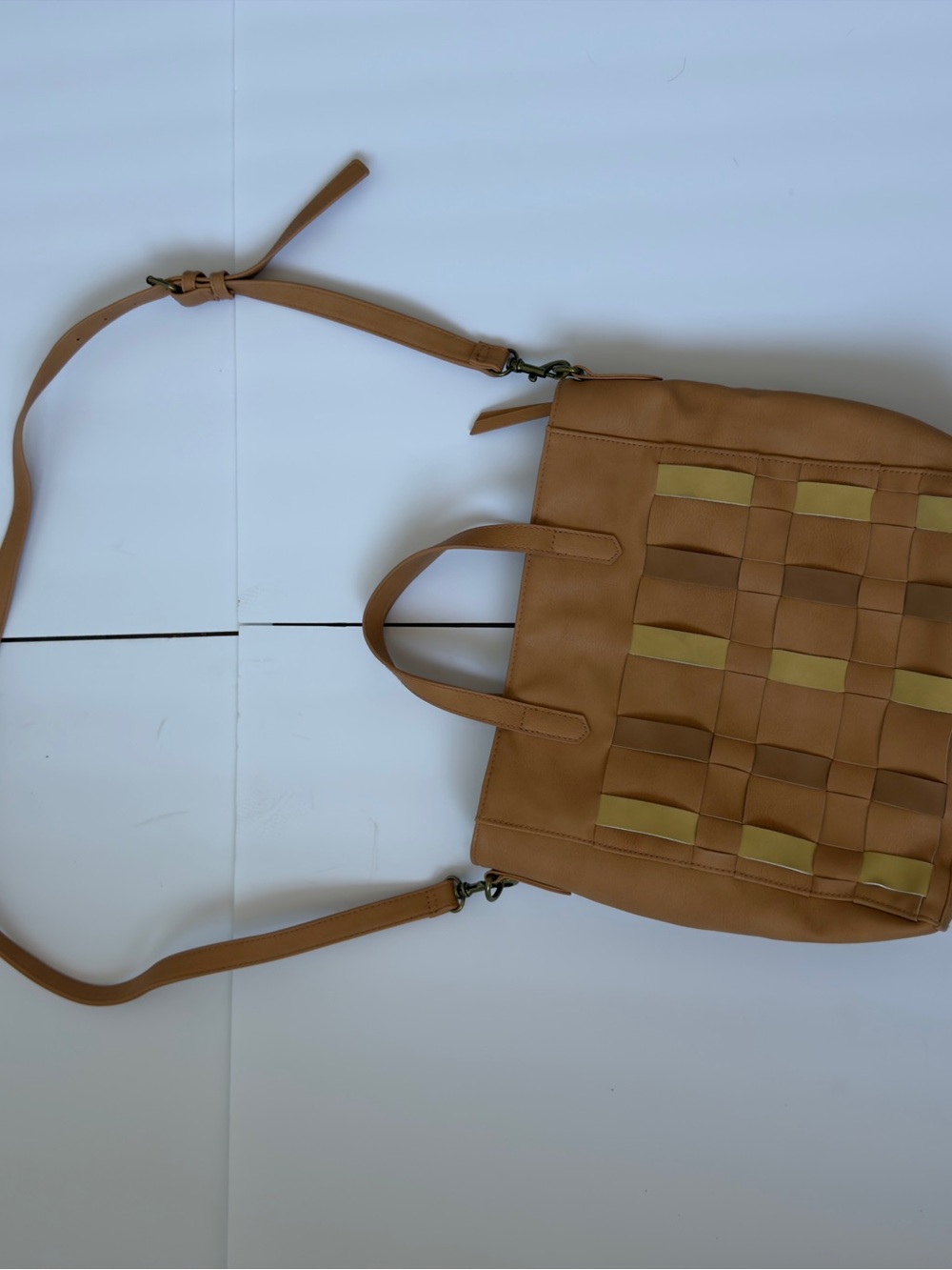 Woven Accent Tote in Tan‎ with Removable Strap